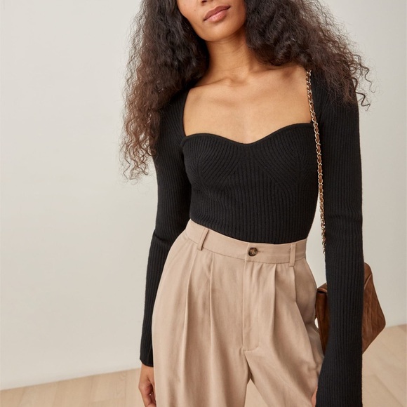 Reformation Glenna cashmere sweater size small black - Picture 1 of 11